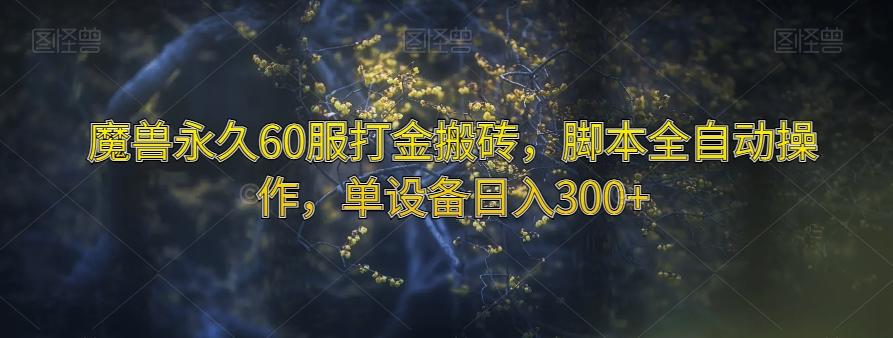 魔兽永久60服打金搬砖，脚本全自动操作，单设备日入300+【揭秘】-网创