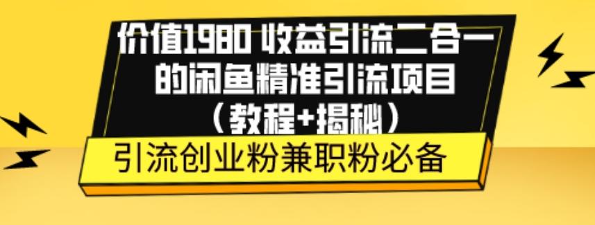 价值1980收益引流二合一的闲鱼精准引流项目（教程+揭秘）-网创