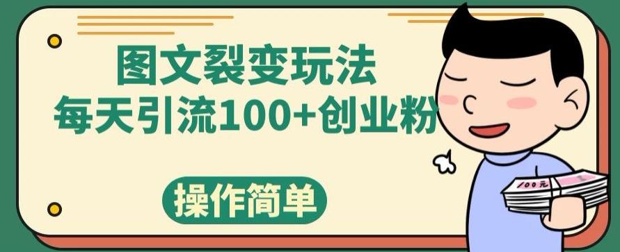 图文裂变玩法，每天引流100+创业粉，操作简单-网创