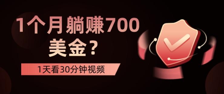 1天看30分钟视频，1个月躺赚700美金？-网创