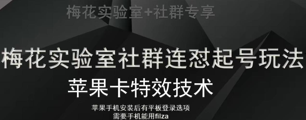 梅花实验室社群视频号连怼起号玩法，最新苹果卡特效技术-网创