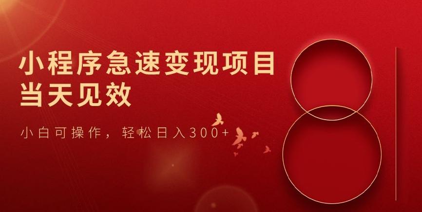 小程序急速变现项目,当天见效,小白可操作,轻松日入300+