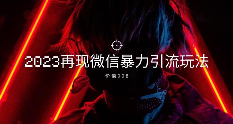 价值998元2023最新微信暴力引流玩法，日引流50-100+-网创