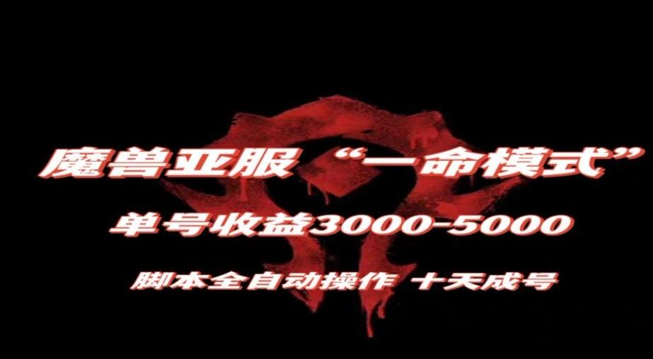 魔兽亚服一命模式，10天成号-单号3千-5千，脚本全自动操作，保姆级教学【揭秘】-网创