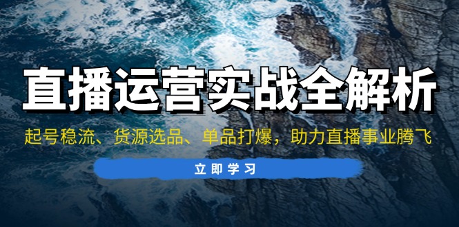 直播运营实战全解析：起号稳流、货源选品、单品打爆，助力直播事业腾飞-网创