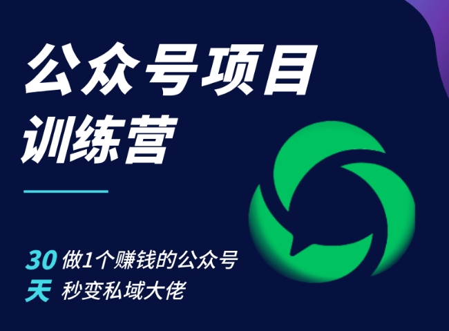 公众号项目训练营，30天做1个赚钱的公众号，秒变私域大佬-网创