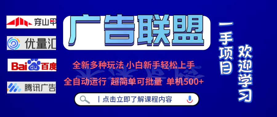 广告联盟 全新多种玩法 单机500+  全自动运行  可批量运行-网创