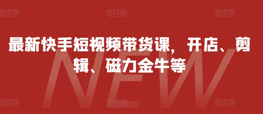 最新快手短视频带货课，开店、剪辑、磁力金牛等-网创