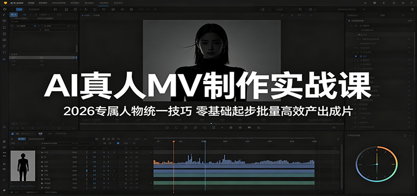 AI真人MV制作实战课：2026专属人物统一技巧，零基础起步批量高效产出成片-网创