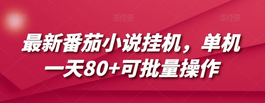 最新番茄小说挂机，单机一天80+可批量操作【揭秘】-网创