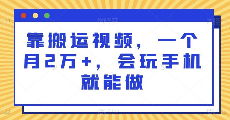 靠搬运视频，一个月2万+，会玩手机就能做-网创
