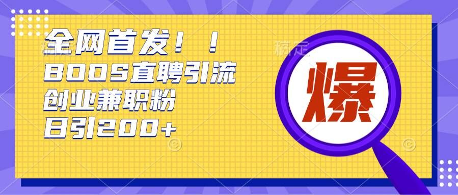 通过Boss直聘，每天轻松钓到200+多条创业大鱼的秘籍【揭秘】-网创