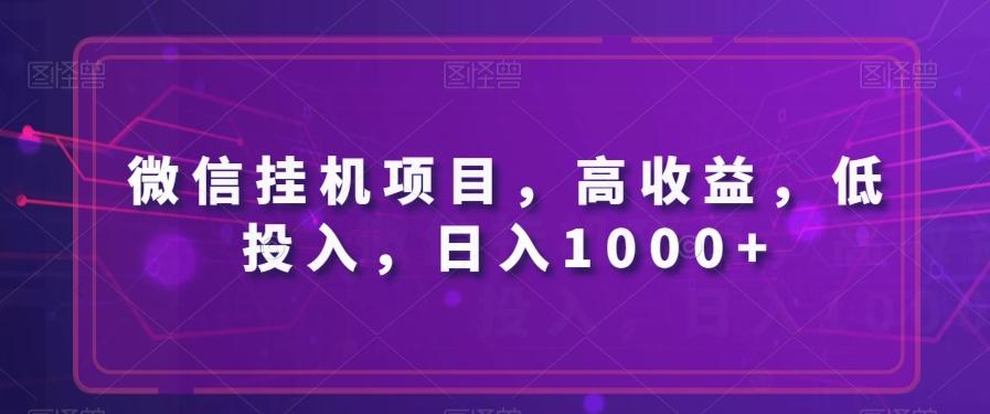 微信挂机项目，高收益，低投入，日入1000+-网创