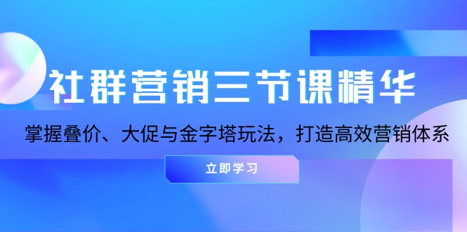 社群营销三节课精华：掌握叠价、大促与金字塔玩法，打造高效营销体系-网创