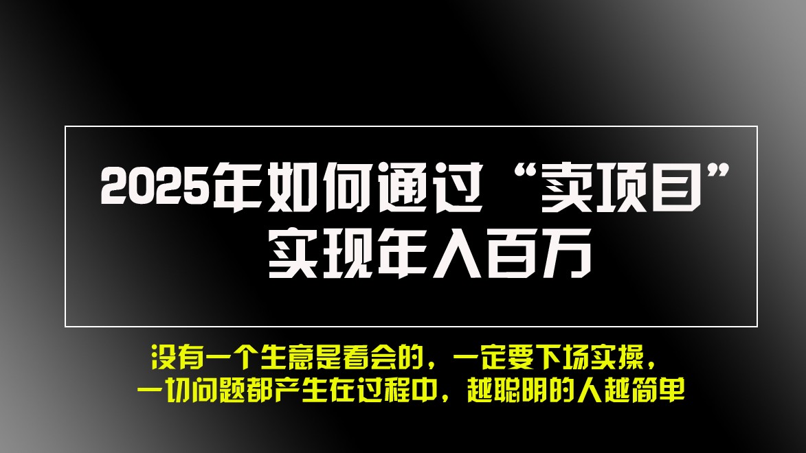 2025年如何通过“卖项目”实现年入百万-网创