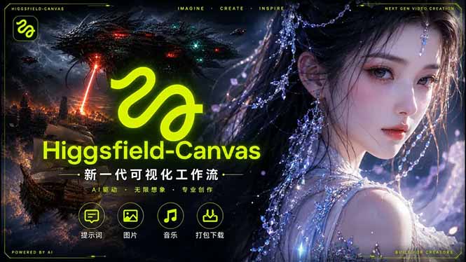 Higgsfield Canvas AI视频制作详解，节点式工作流搭建，重构新式视频创作完整教程-网创