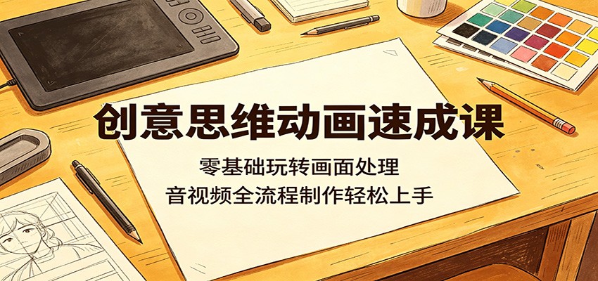 创意思维动画速成课：零基础玩转画面处理，音视频全流程制作轻松上手-网创