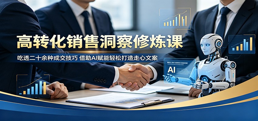高转化销售洞察修炼课：吃透二十余种成交技巧，借助AI赋能轻松打造走心文案-网创
