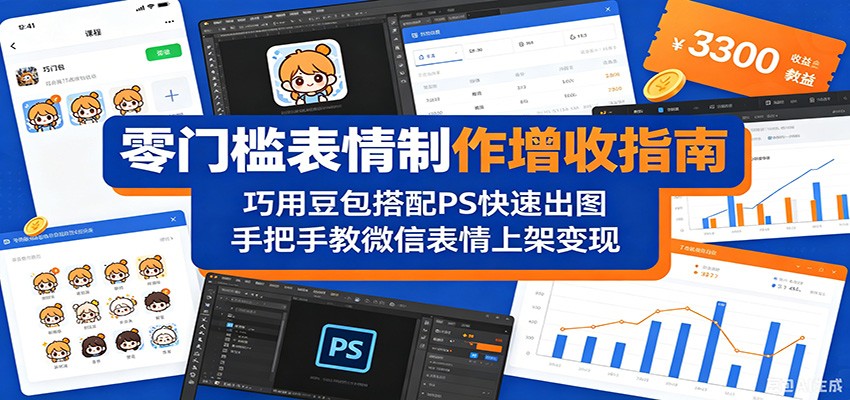 零门槛表情制作增收指南：巧用豆包搭配 PS 快速出图，手把手教微信表情上架变现-网创