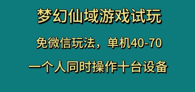 梦幻仙域游戏试玩，免微信玩法，单机40-70，一个人同时操作十台设备【揭秘】-网创