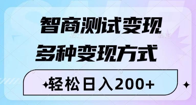 智商测试变现，轻松日入200+，几分钟一个视频，多种变现方式-网创