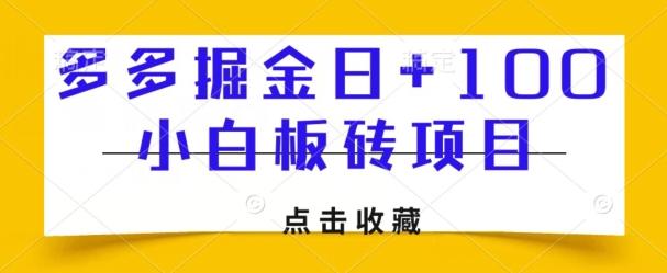 多多掘金日+100，小白板砖项目-网创