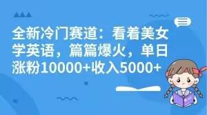 全新冷门赛道：看着美女学英语，篇篇爆火，单日涨粉10000+收入5000+-网创