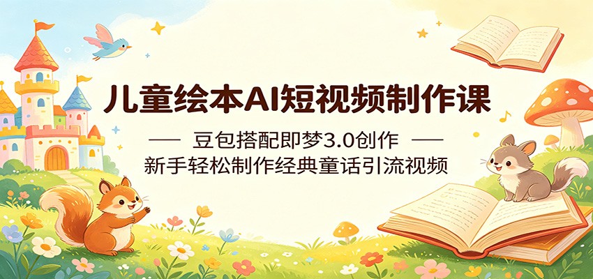 儿童绘本AI短视频制作课：豆包搭配即梦3.0创作，新手轻松制作经典童话引流视频-网创