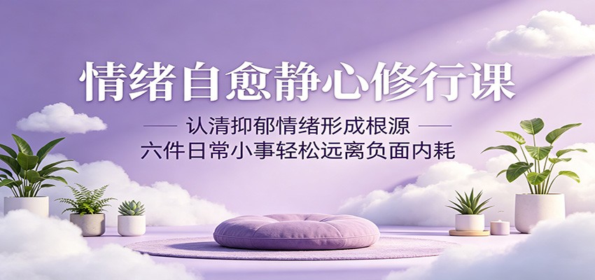 情绪自愈静心修行课：认清抑郁情绪形成根源，六件日常小事轻松远离负面内耗-网创