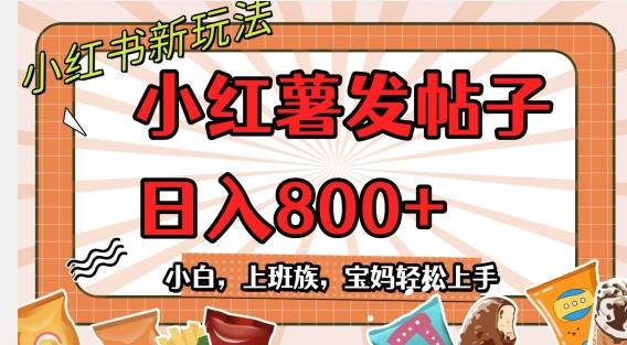 小红薯发日常帖子，日入800+小白专属项目可批量操作-网创