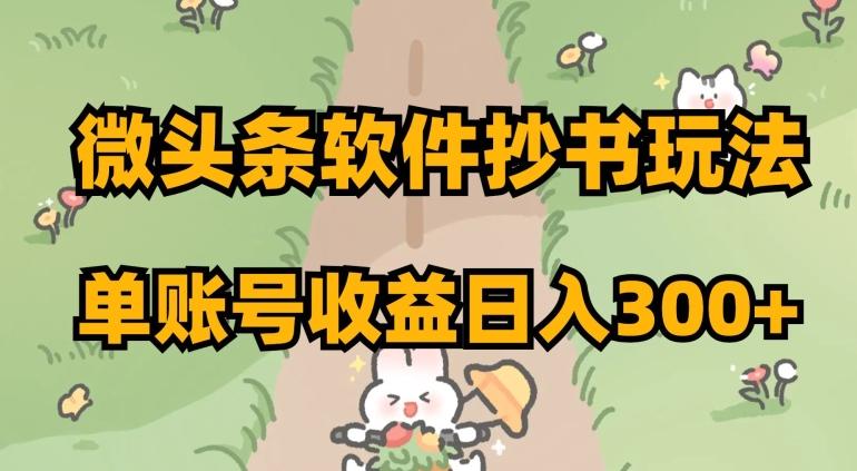 微头条软件抄书玩法，单账号收益日入300+【揭秘】-网创