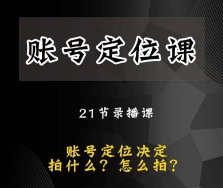 黑马短视频账号定位课，账号精准定位，带给您最前沿的定位思路-网创