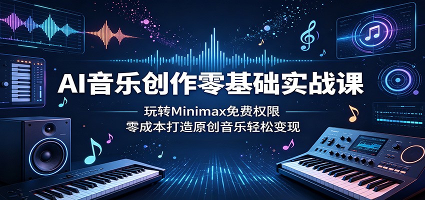AI音乐创作零基础实战课：玩转Minimax免费权限，零成本打造原创音乐轻松变现-网创