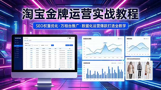 2026 淘宝金牌运营实战教程，SEO权重优化万相台推广，数据化运营爆款打造全教学-网创