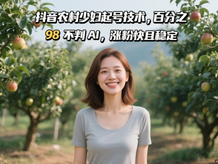 抖音农村少妇起号技术，百分之98不判AI，涨粉快且稳定-网创