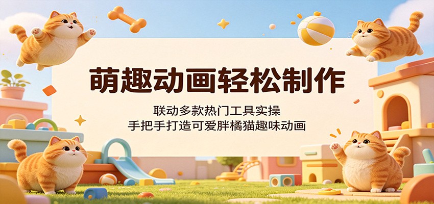 萌趣动画轻松制作，联动多款热门工具实操，手把手打造可爱胖橘猫趣味动画-网创