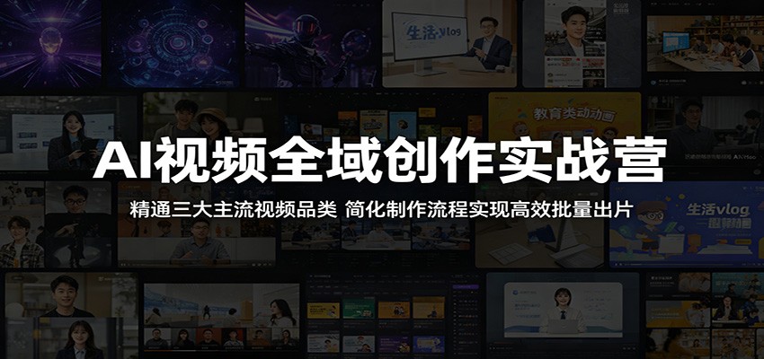 AI视频全域创作实战营：精通三大主流视频品类，简化制作流程实现高效批量出片-网创