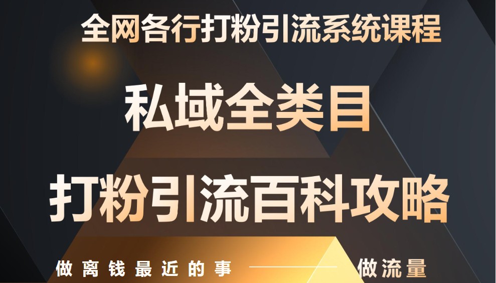 月入9万：全网唯一私域打粉引流神课，零基础手把手带你引流变现-网创