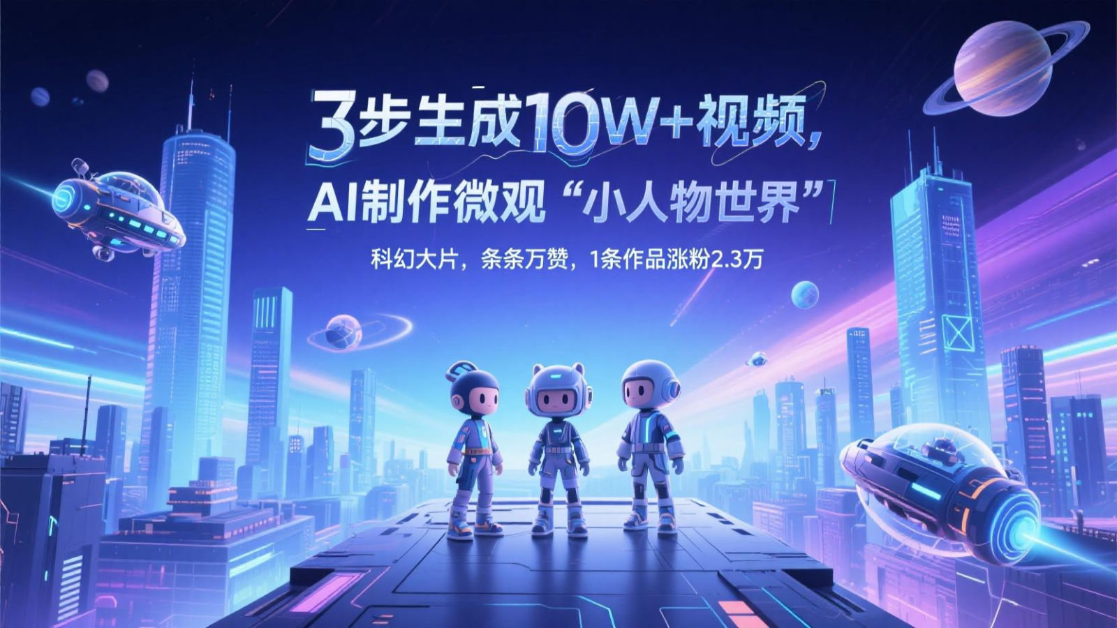 三步生成10W+视频，AI制作微观“小人物世界”科幻大片，条条万赞，1条作品涨粉2.3万-网创